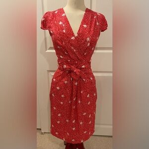 NWOT Anthropologie Hi There by Karen Walker Cap Sleeve V-neck Dress Red Size 2